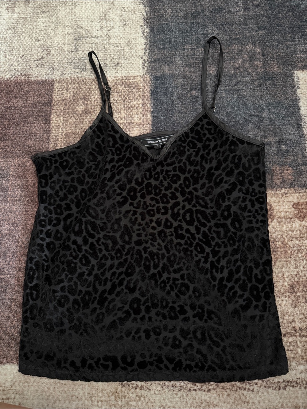 BCBGMaxAzria Black Velvet Leopard-Print Cami